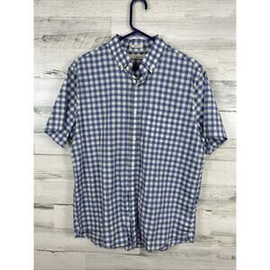 Hawker Rye Mens Button Up Shirt L Blue Regular Check Short Sleeve Pocket